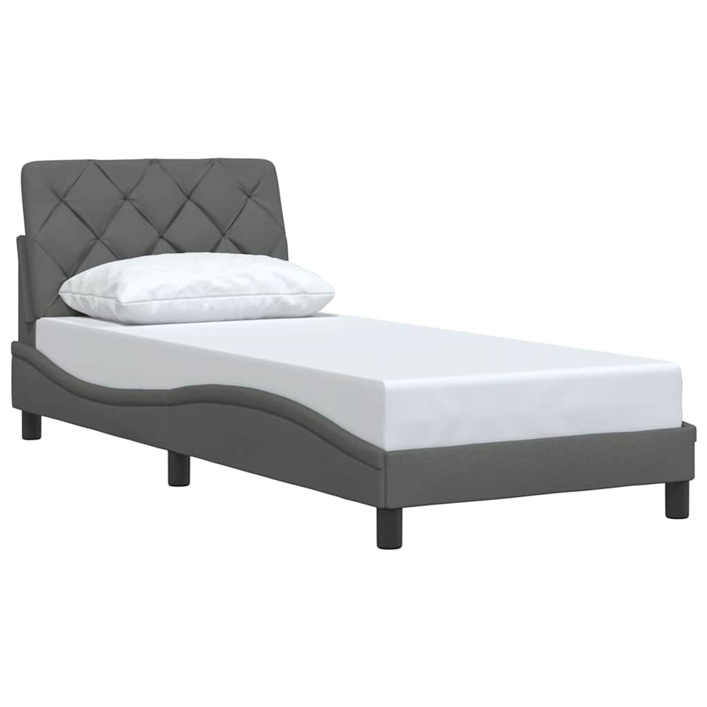 Estrutura de cama sem colchão 80x200 cm tecido cinzento-escuro