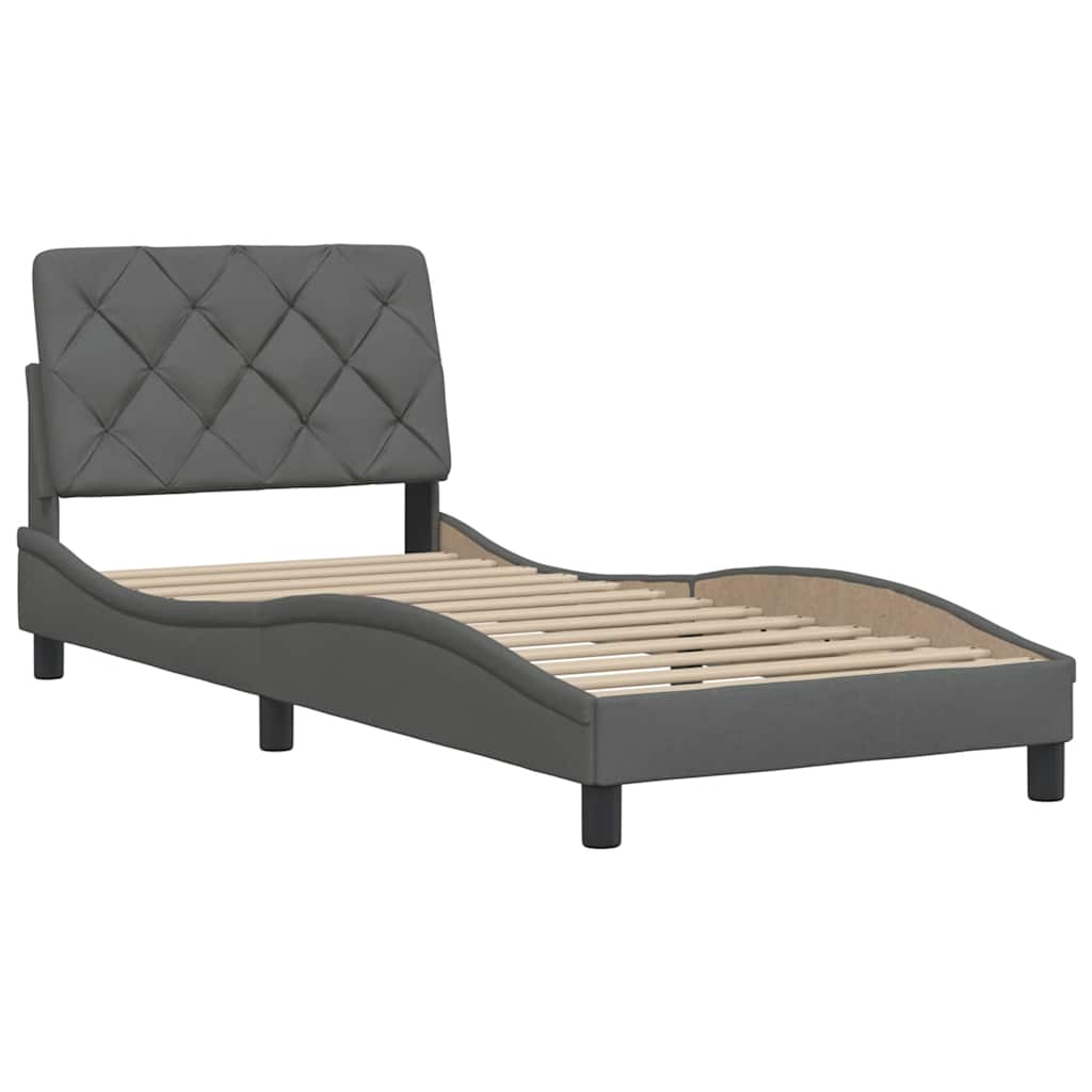 Estrutura de cama sem colchão 80x200 cm tecido cinzento-escuro