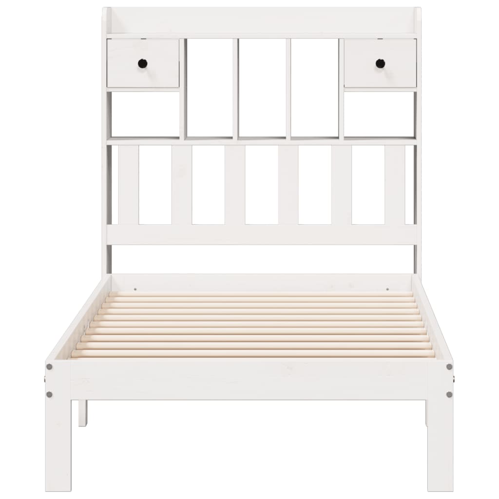 Cama com estante sem colchão 90x200 cm pinho maciço branco
