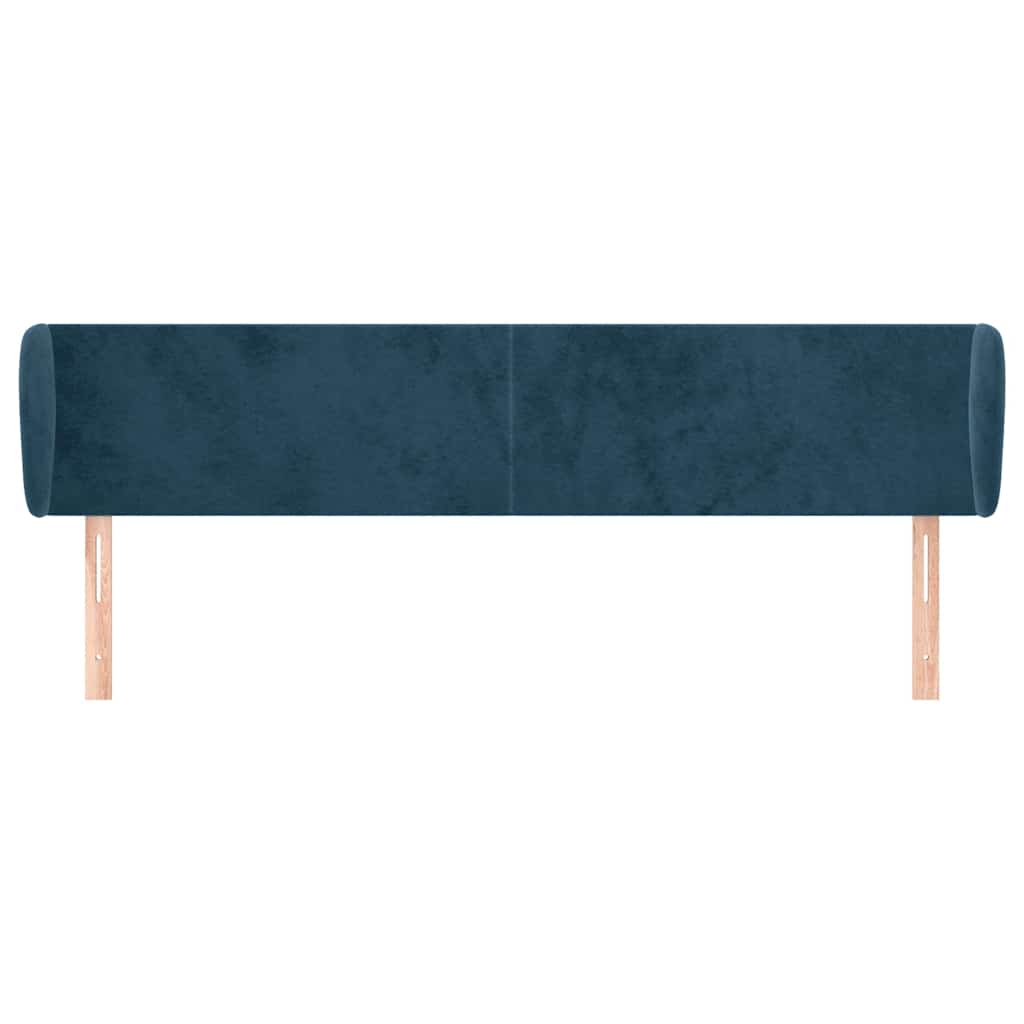 Cabeceira de cama c/ abas veludo 163x23x78/88cm azul-escuro