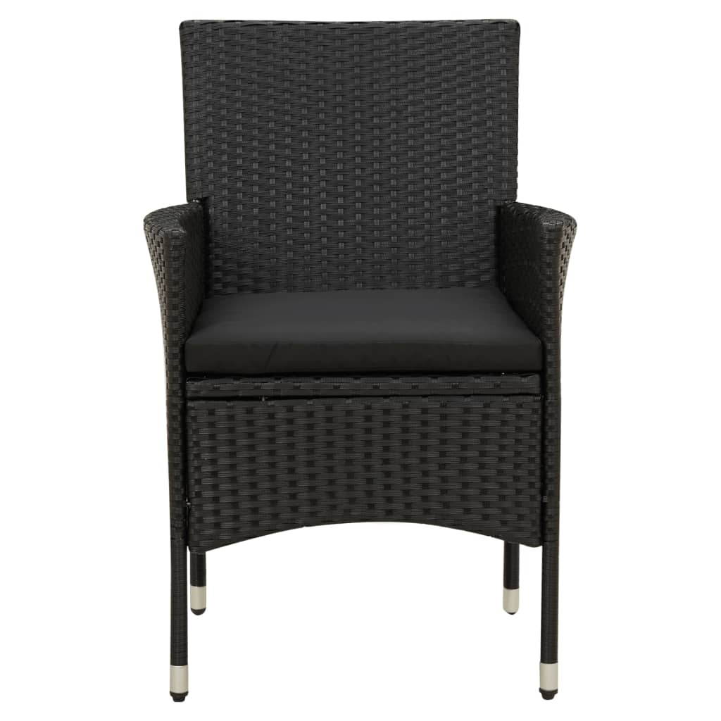 Cadeiras de jardim com almofadões 4 pcs vime PE preto