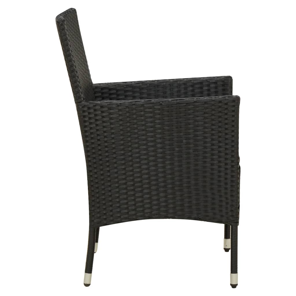 Cadeiras de jardim com almofadões 4 pcs vime PE preto
