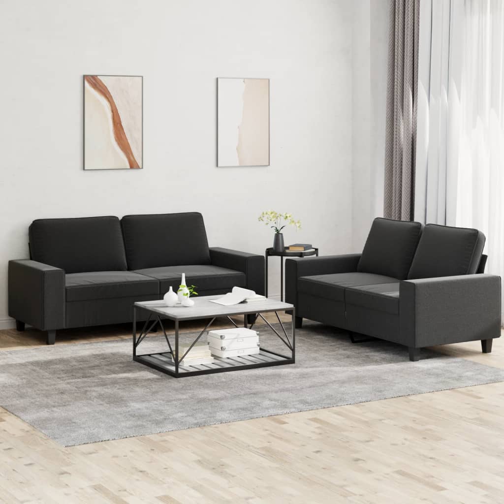 2 Pcs conjunto de sofás tecido preto