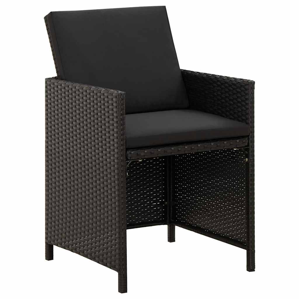 Cadeiras de jardim com almofadões 2 pcs vime PE preto