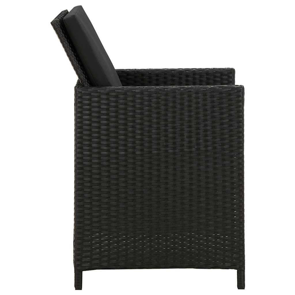 Cadeiras de jardim com almofadões 2 pcs vime PE preto