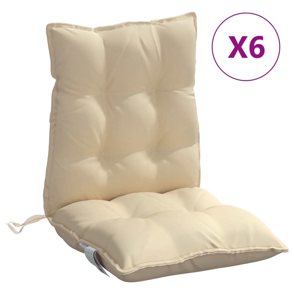 Almofadões cadeira encosto baixo 6 pcs tecido oxford bege