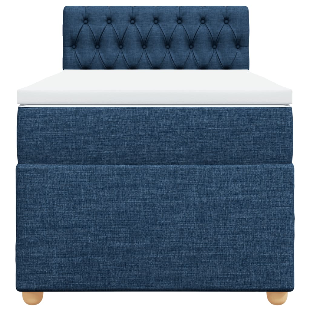 Cama com molas/colchão 90x200 cm tecido azul