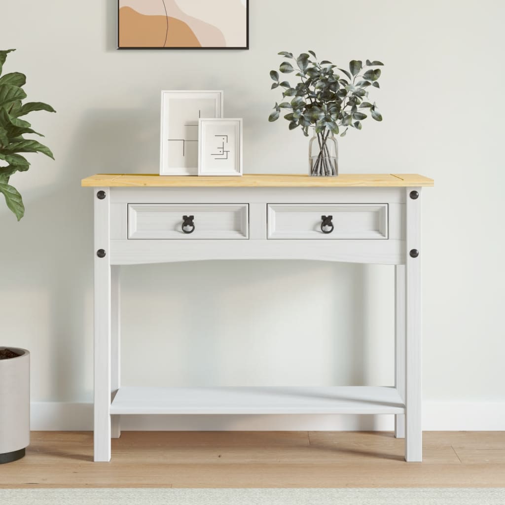 Mesa consola corona pinho mexicano 90x34,5x73 cm branco