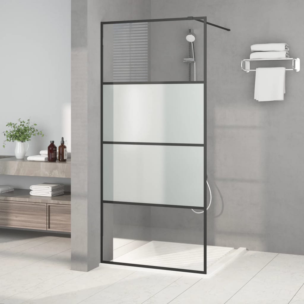 Divisória de chuveiro 90x195 cm vidro semiopaco esg preto