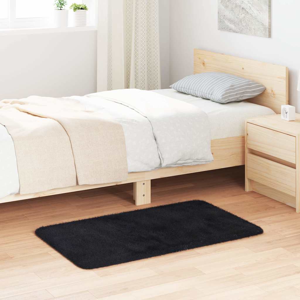 Tapete felpudo de pelo alto “navarra” preto 60x100 cm poliéster