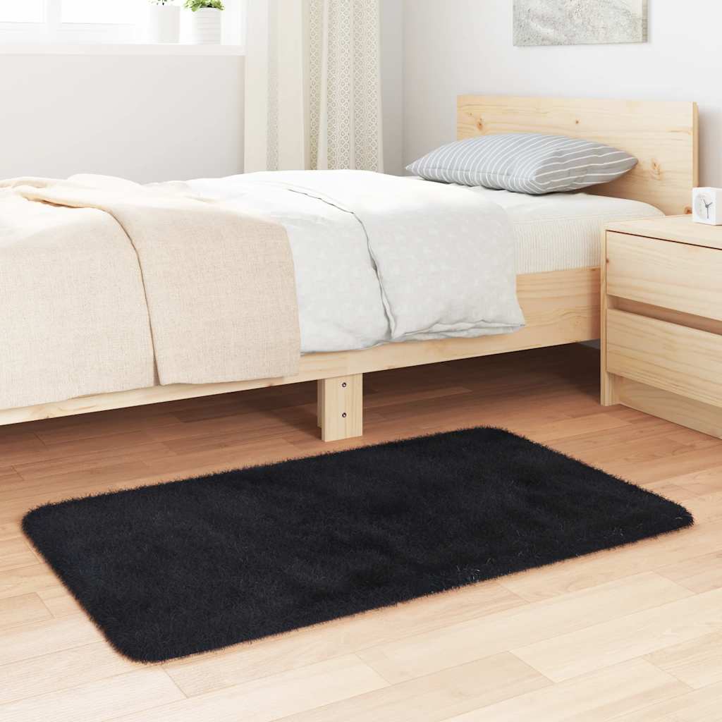 Tapete felpudo de pelo alto “navarra” preto 60x100 cm poliéster