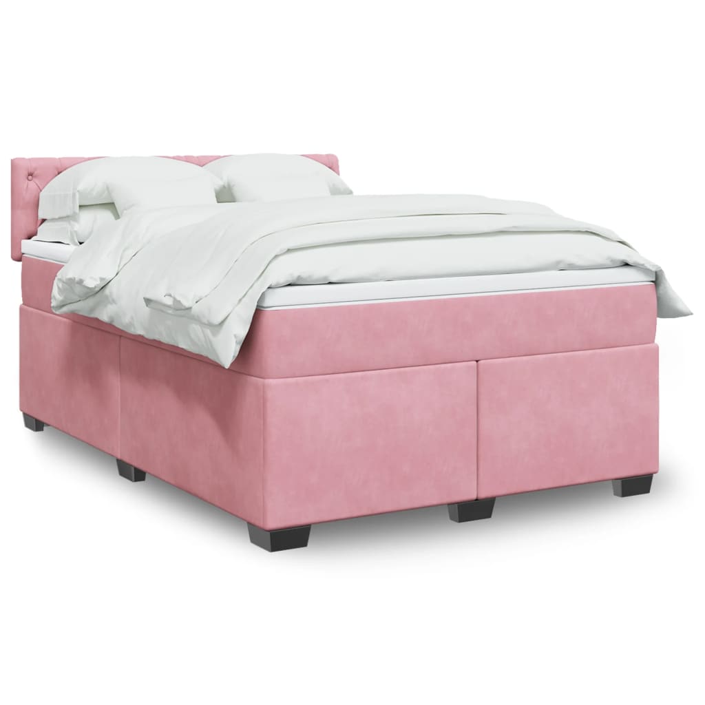 Cama com molas/colchão 160x200 cm veludo rosa