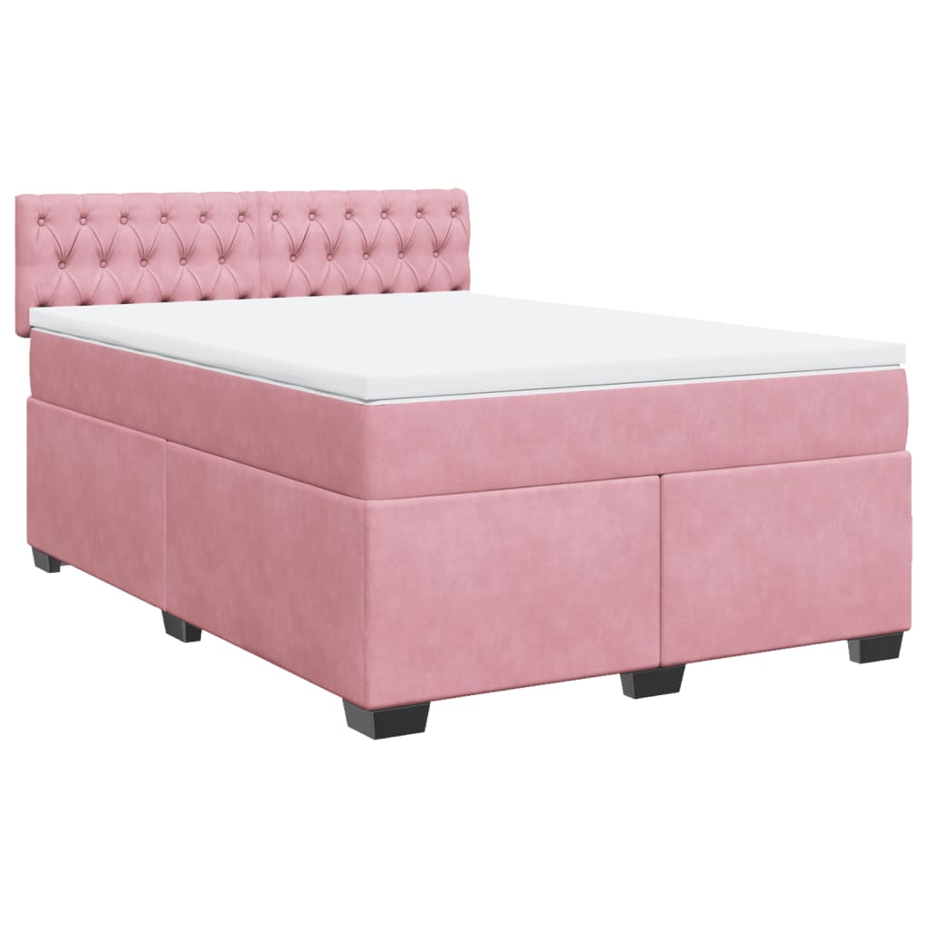 Cama com molas/colchão 160x200 cm veludo rosa