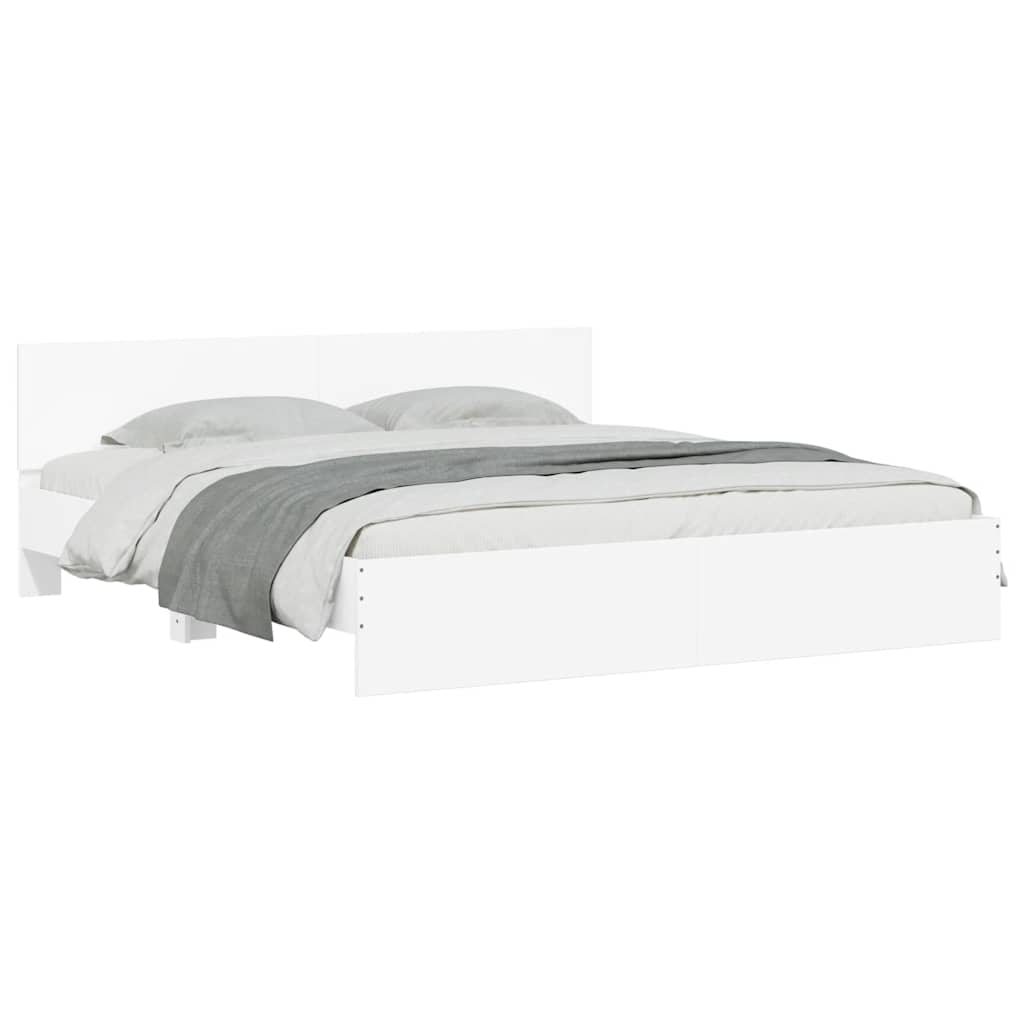 Estrutura cama c/ cabeceira e luzes LED 180x200 cm branco