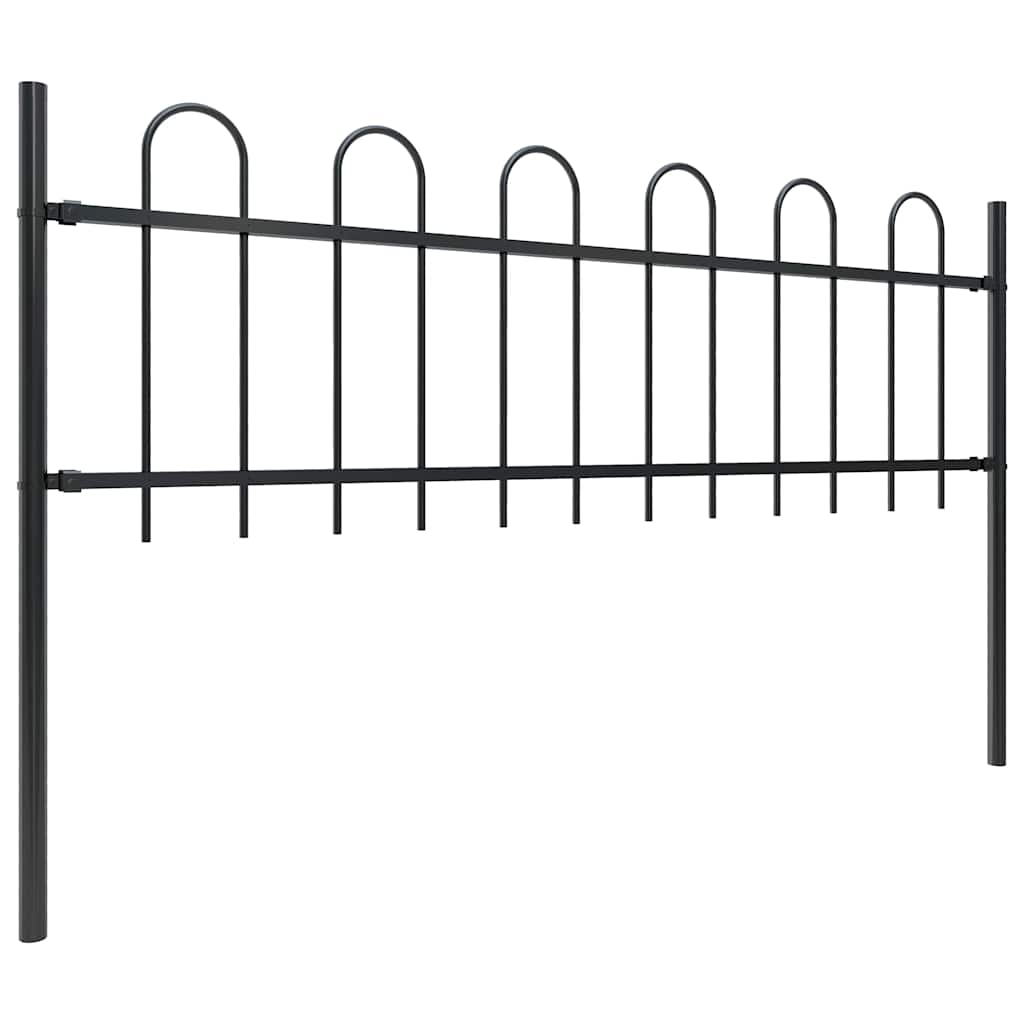Cerca de jardim com arco superior em aço 1172x60 cm preta