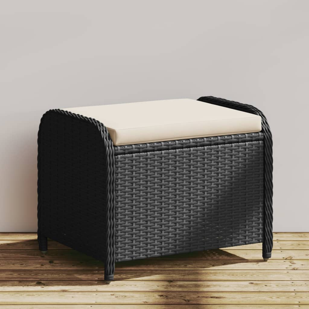 Banco de jardim com almofadão 58x46x46 cm vime PE preto