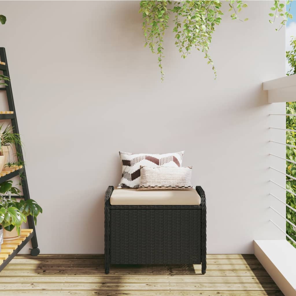 Banco de jardim com almofadão 58x46x46 cm vime PE preto