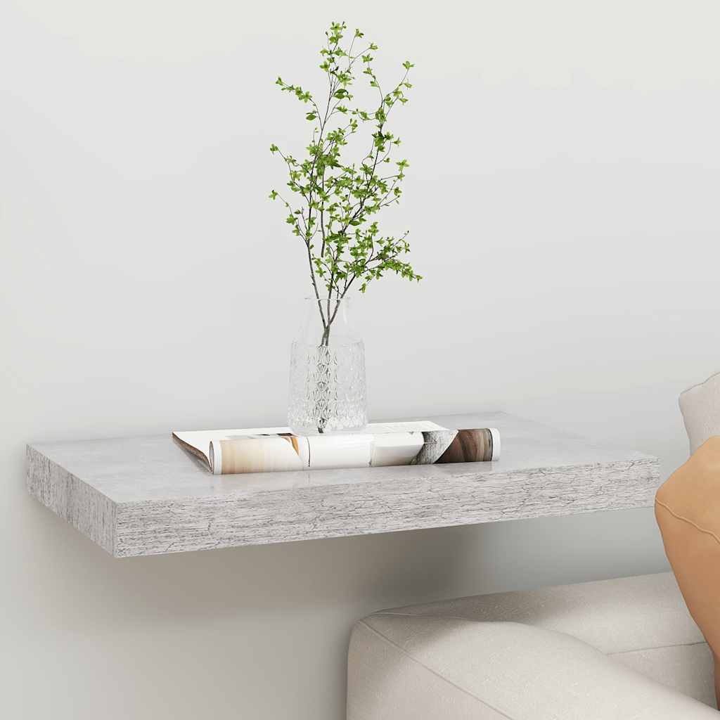 Prateleira de parede suspensa 50x23,5x3,8 cm MDF cinzento cimento