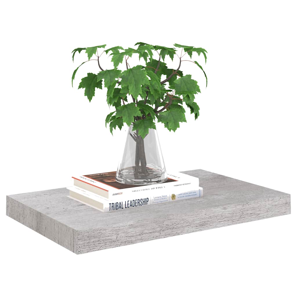 Prateleira de parede suspensa 50x23,5x3,8 cm MDF cinzento cimento