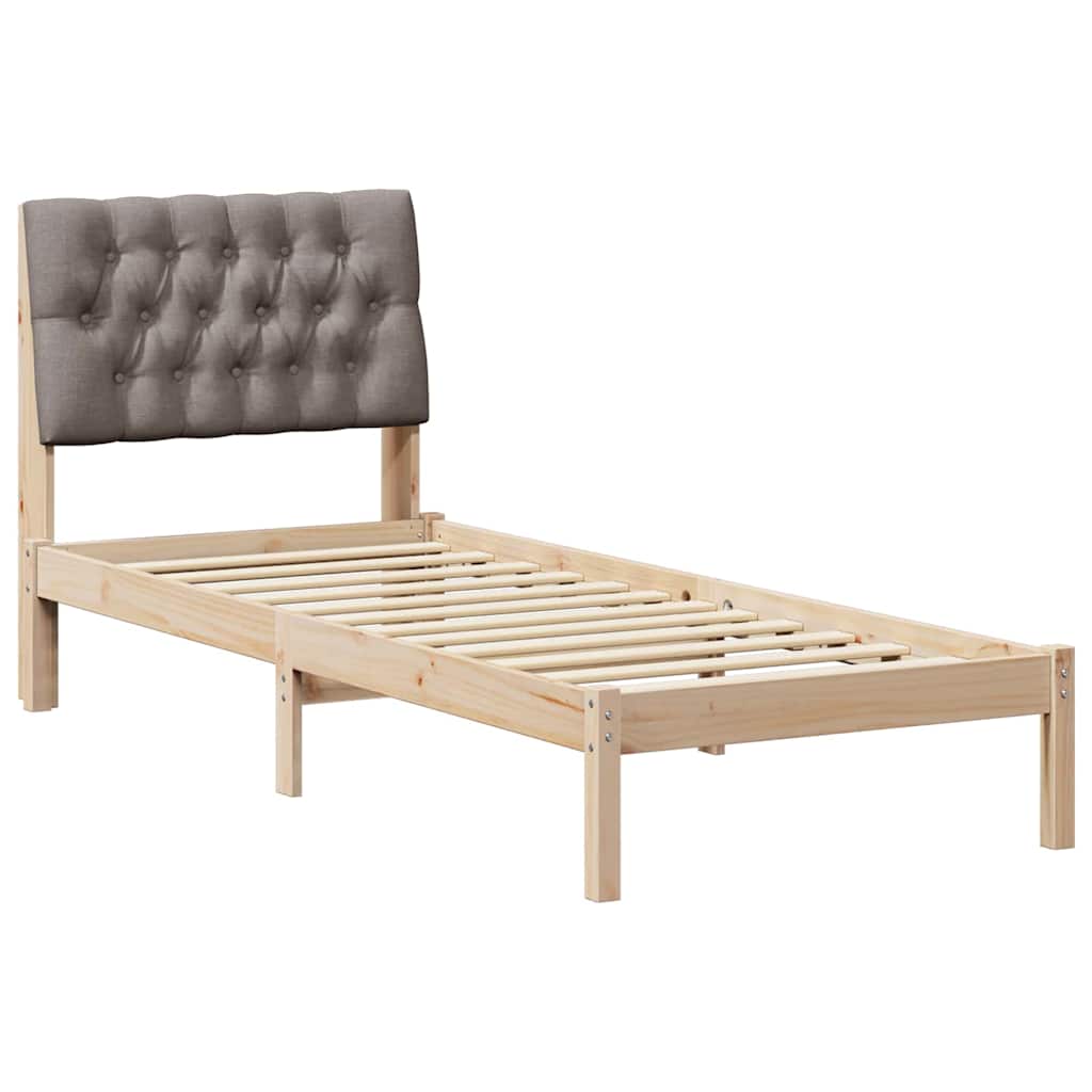 Estrutura de cama com cabeceira estofada castanho 75 x 190 cm