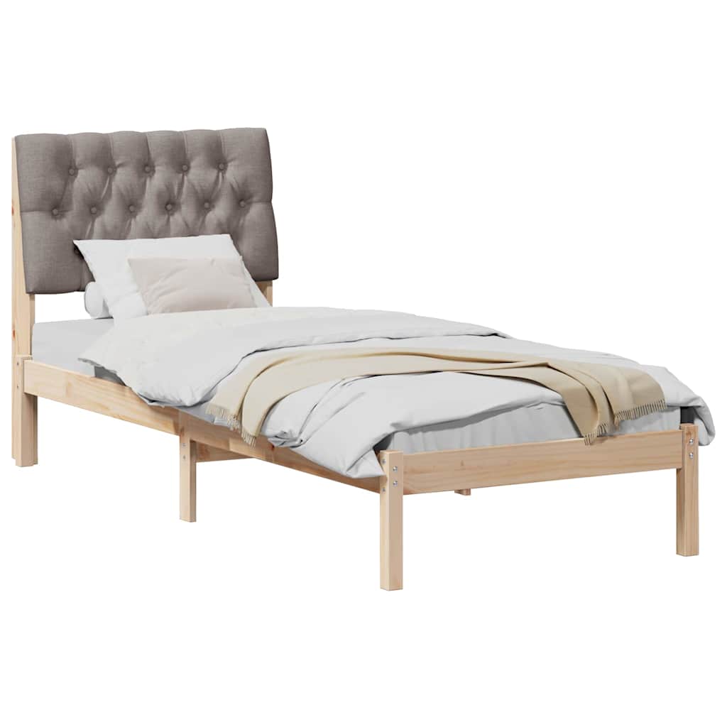 Estrutura de cama com cabeceira estofada castanho 75 x 190 cm