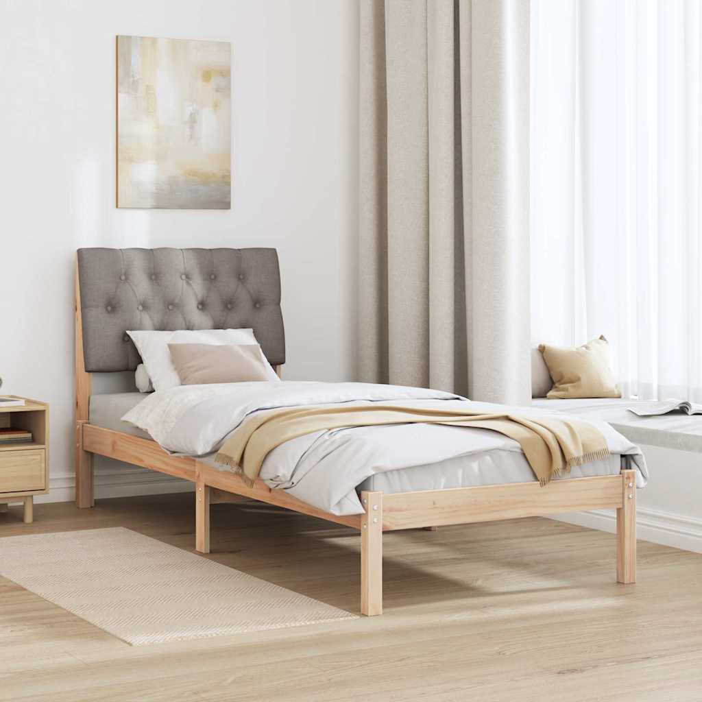 Estrutura de cama com cabeceira estofada castanho 75 x 190 cm