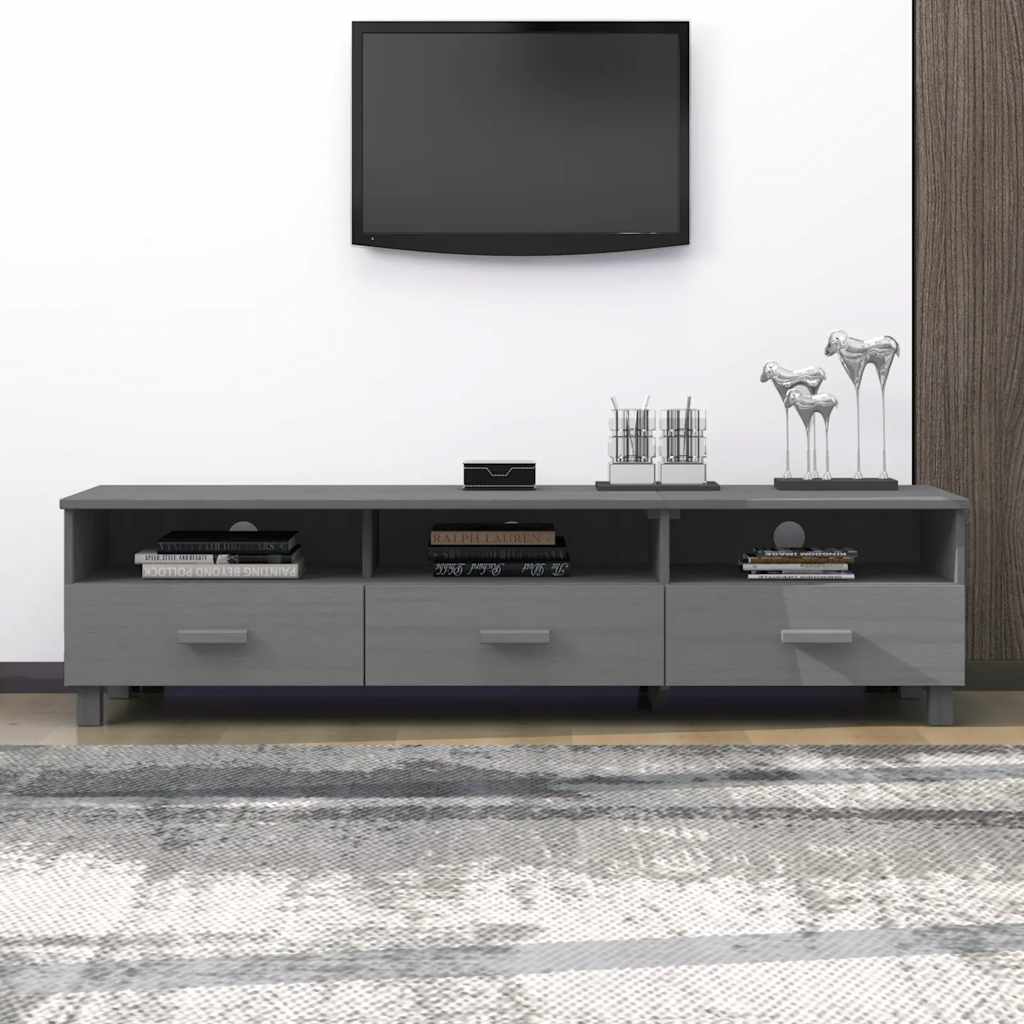 Móvel de TV hamar 158x40x40 cm pinho maciço cinza-escuro