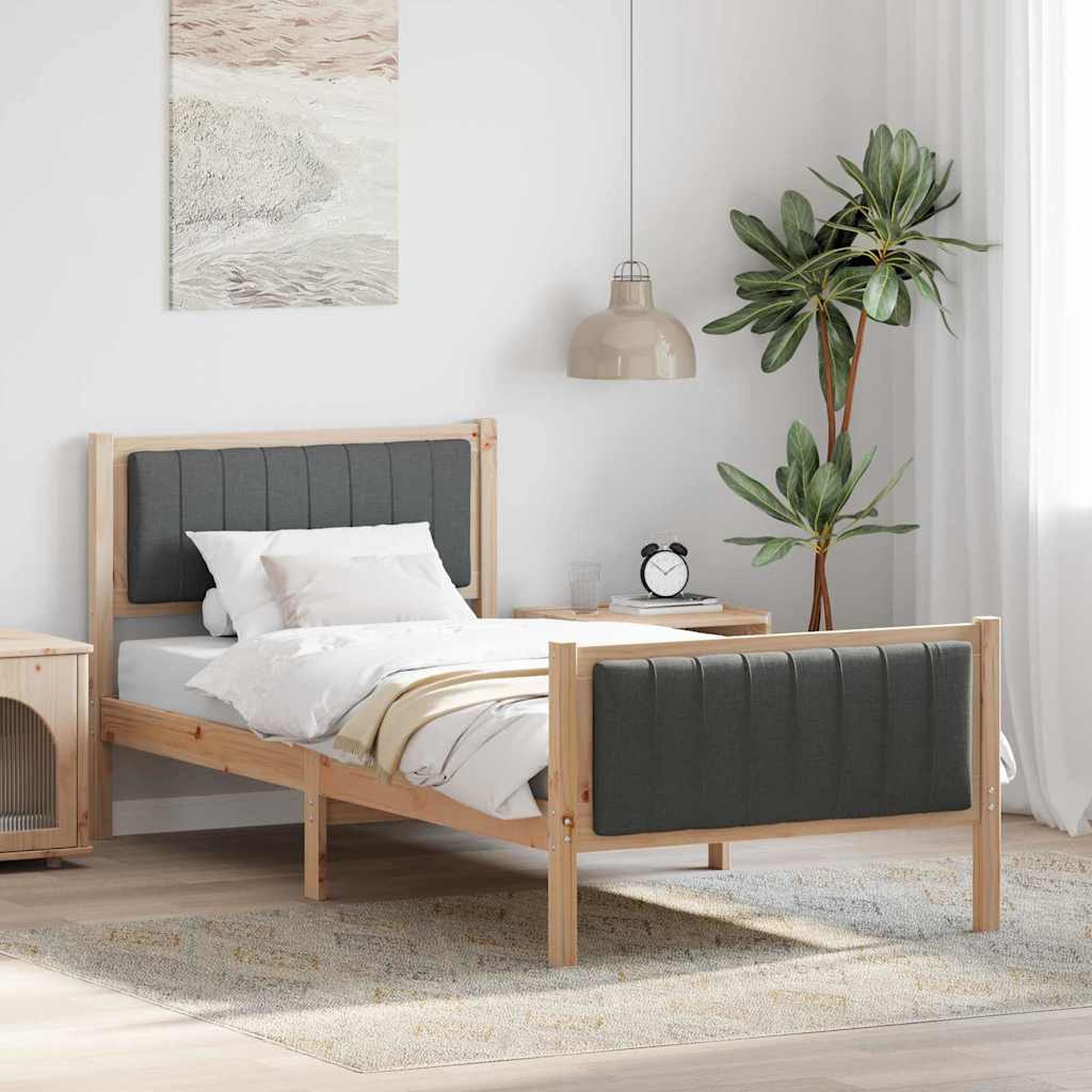 Estrutura da cama castanho e cinzento-escuro 90 x 190 cm