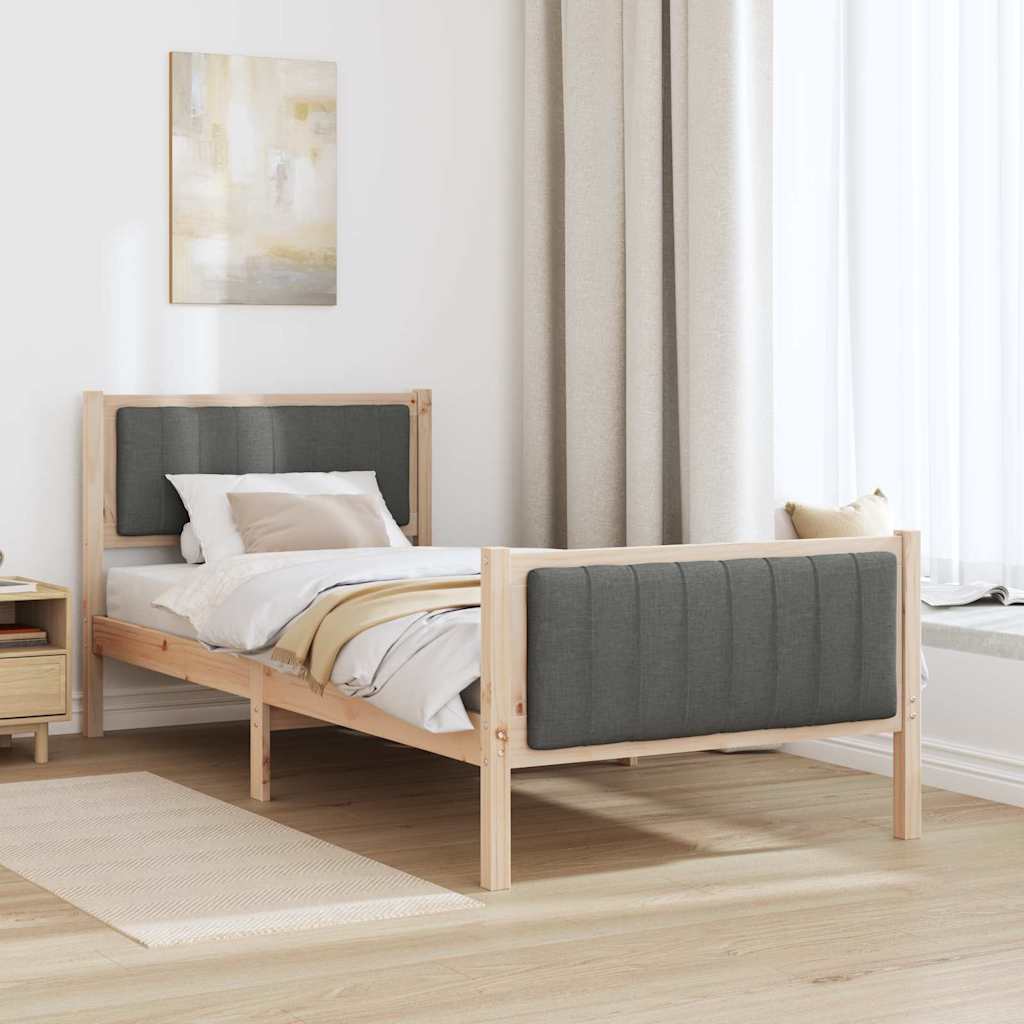 Estrutura da cama castanho e cinzento-escuro 90 x 190 cm