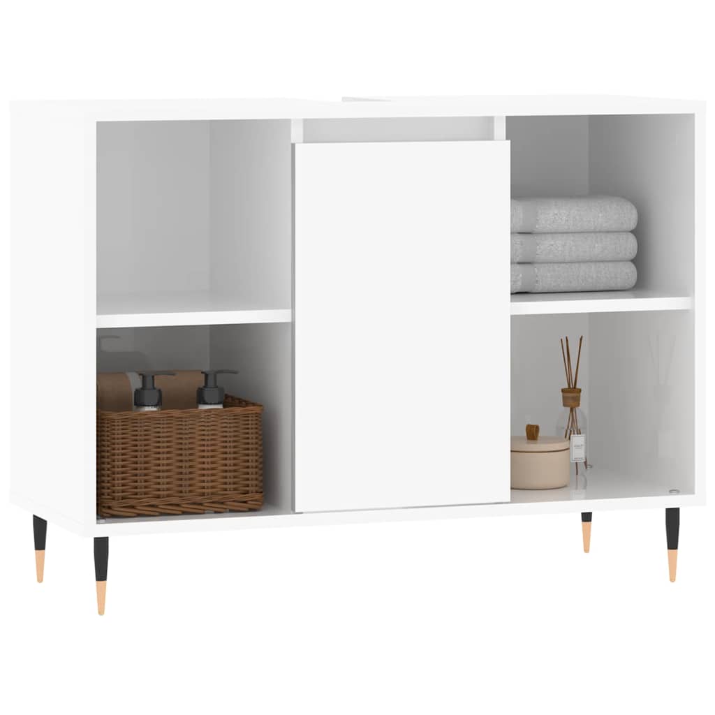 Armário wc 80x33x60 cm derivados de madeira branco brilhante