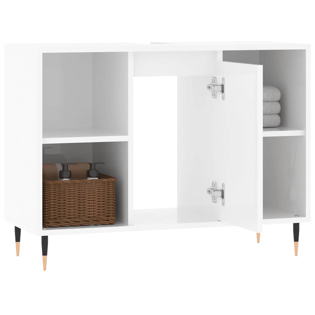Armário wc 80x33x60 cm derivados de madeira branco brilhante
