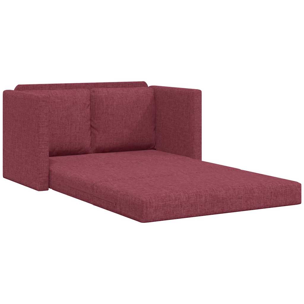 Sofá-cama sem pés 112x174x55 cm tecido vermelho tinto