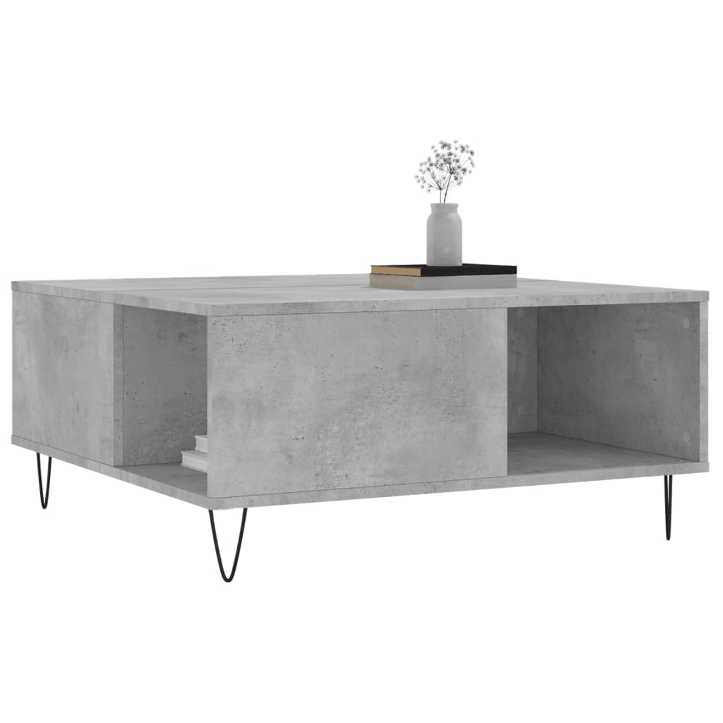 Mesa de centro 80x80x36,5 cm derivados madeira cinzento cimento