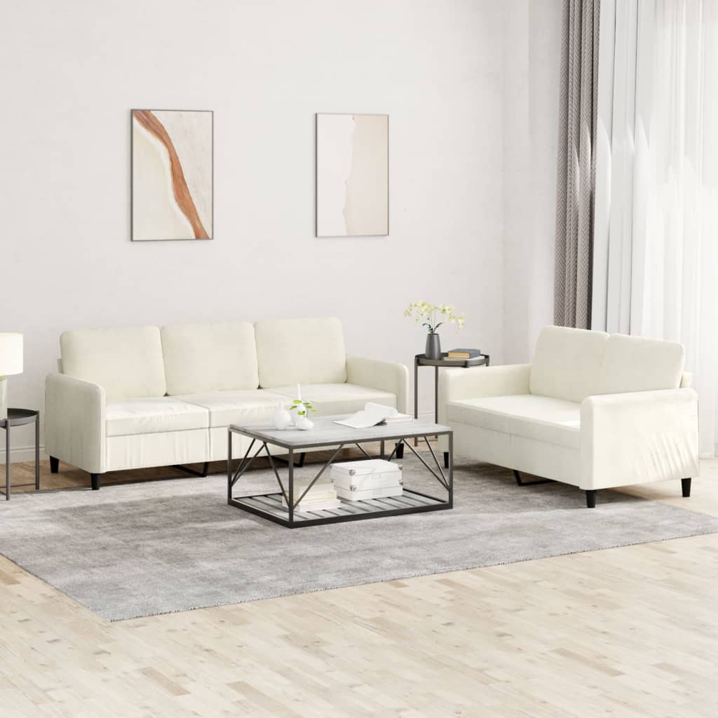 2 Pcs conjunto de sofás veludo cor creme