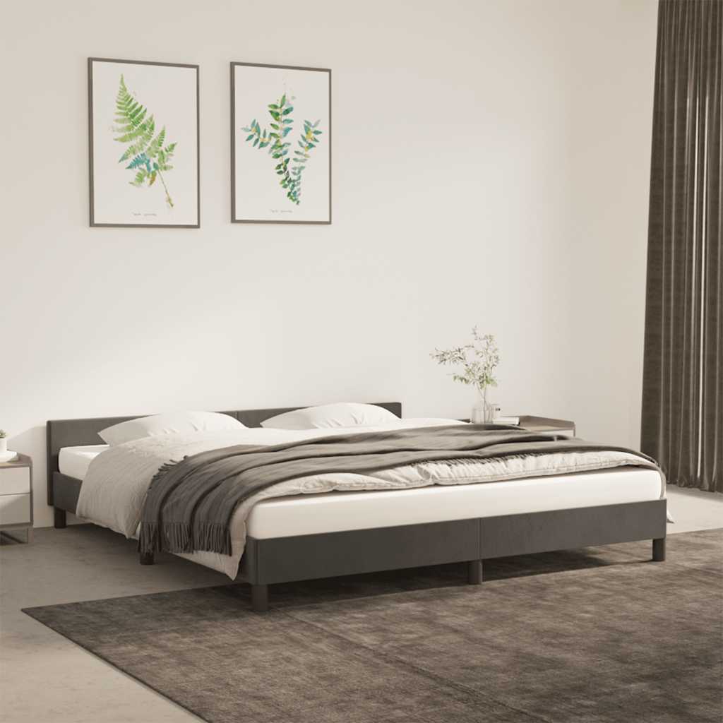 Estrutura de cama sem colchão 160x200 cm veludo cinzento-escuro
