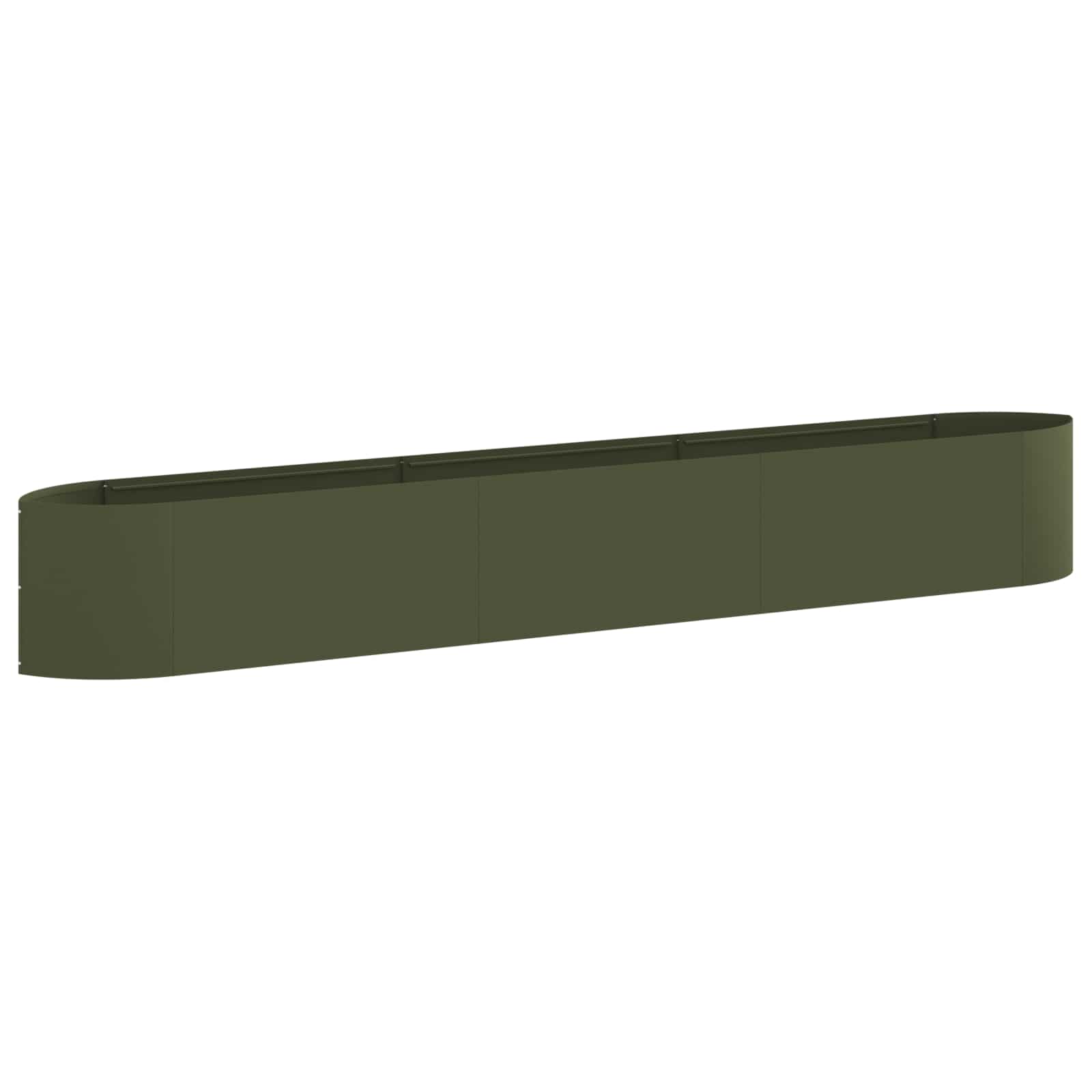 Cama de jardim elevada verde-azeitona 300 x 40 x 40 cm aço