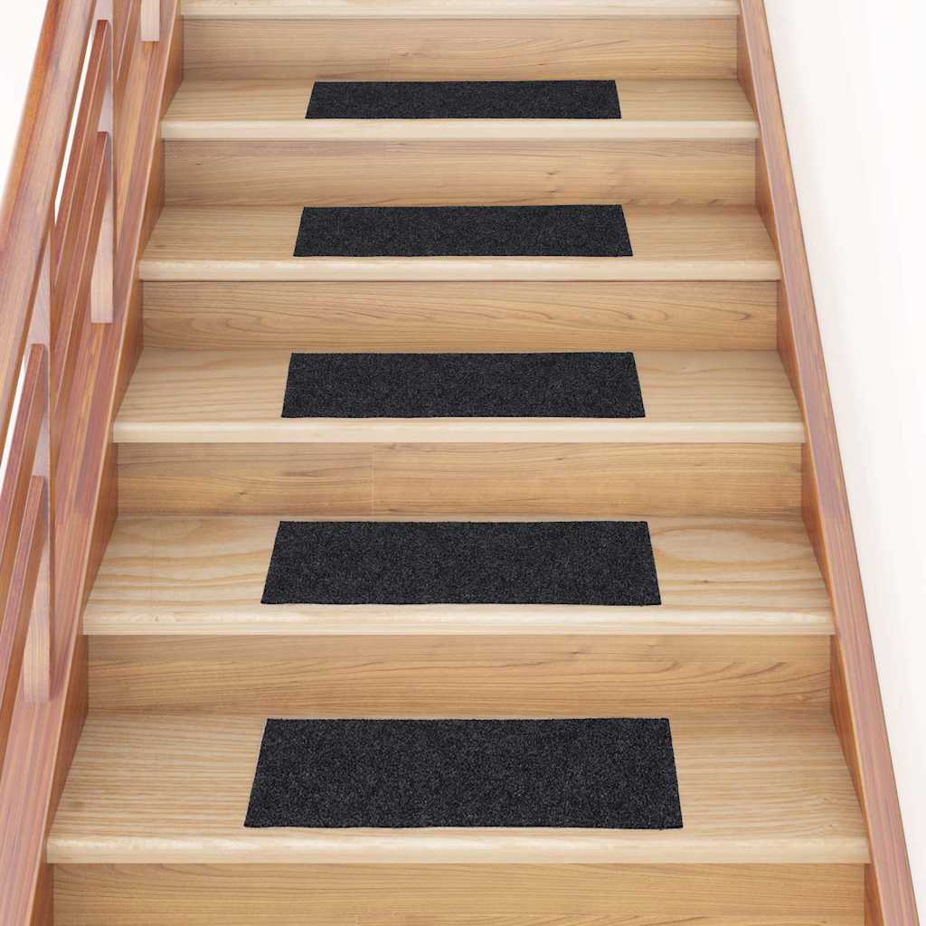Tapetes de escada autoadesivos 30 peças 60x25 cm cinzento escuro retangulares