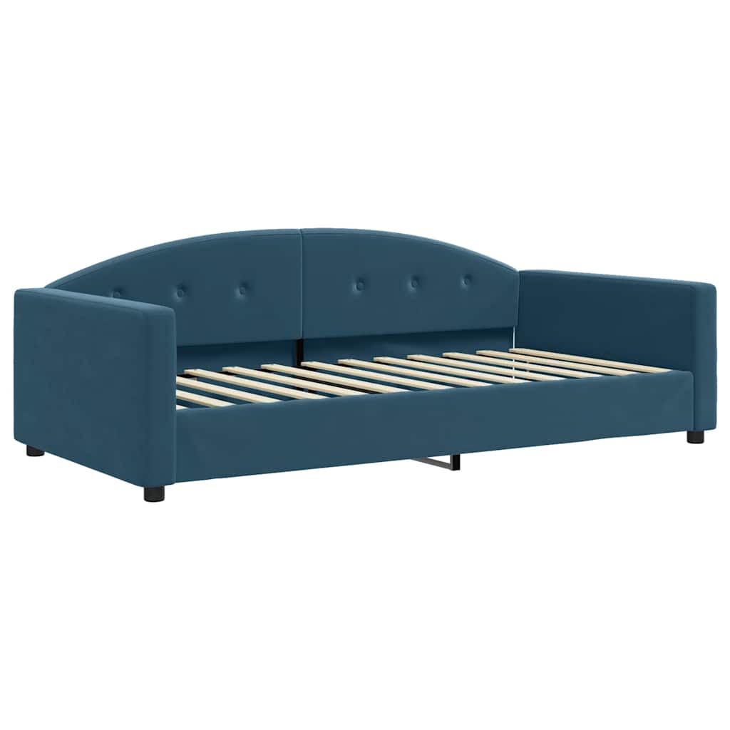 Sofá-cama com gavetão e gavetas 100x200 cm veludo azul