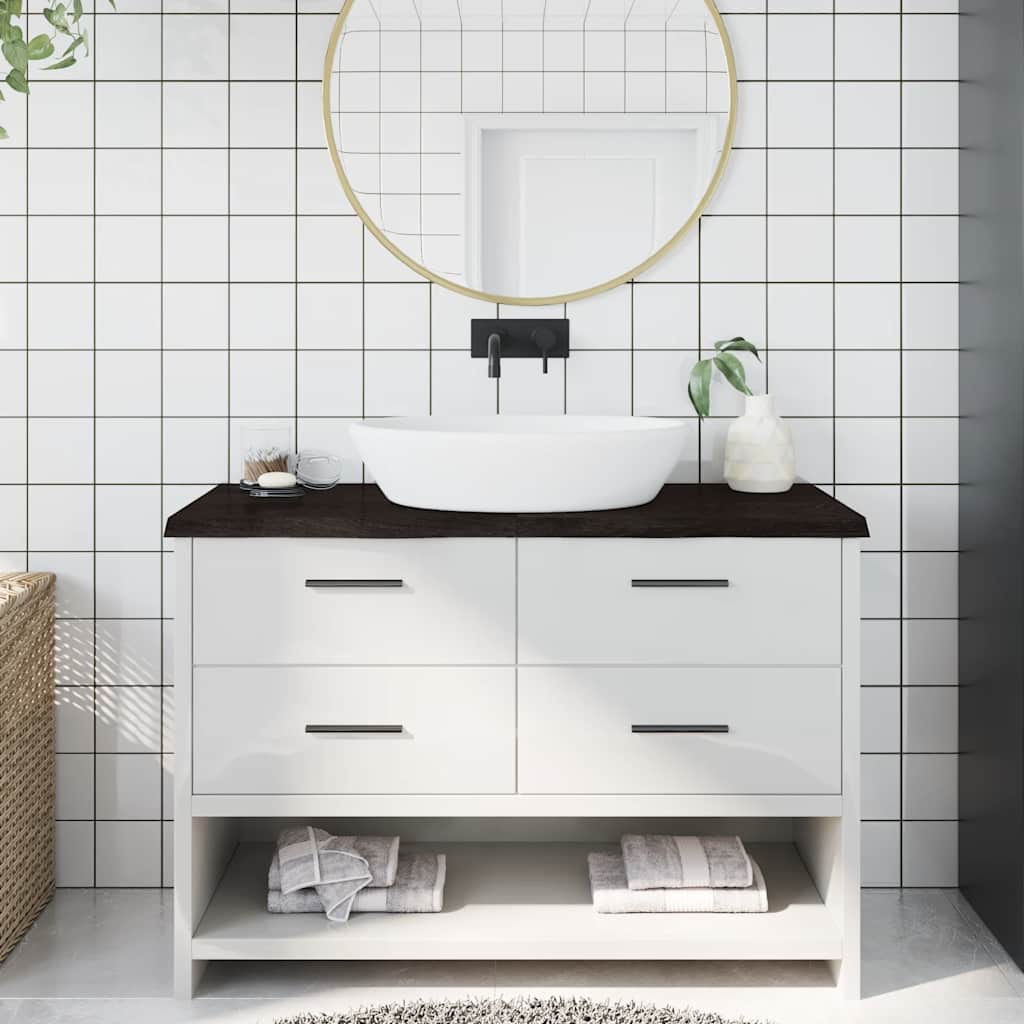 Bancada p/ wc 120x50x(2-4)cm madeira tratada maciça castanho
