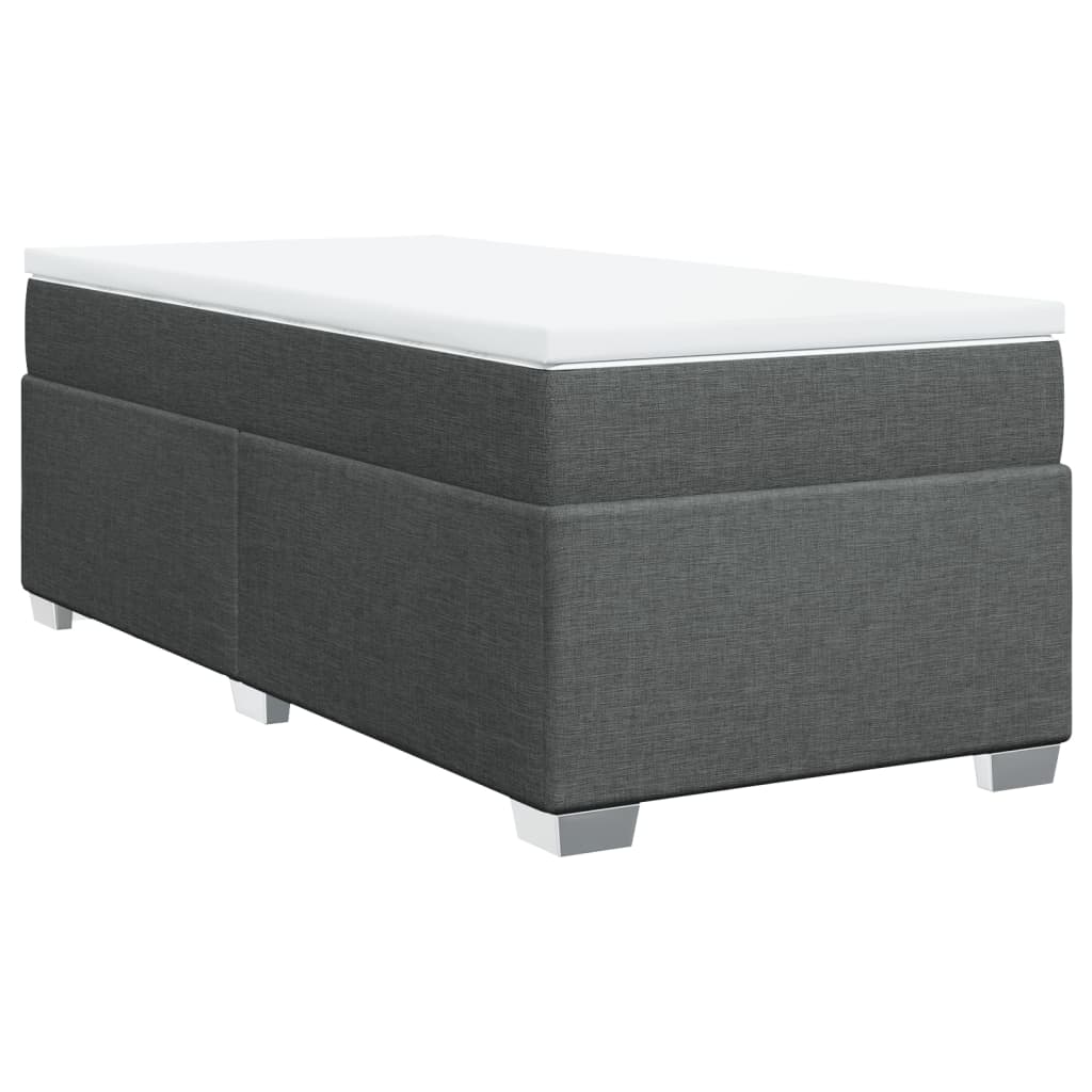 Cama com molas/colchão 90x190 cm tecido cinza-escuro