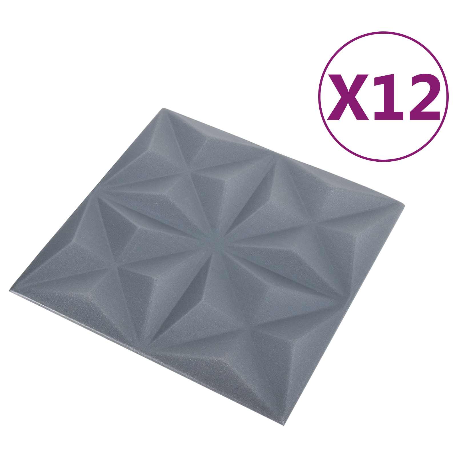 Painéis de parede 12 unid. 50 x 50 cm origami cinza espuma xps
