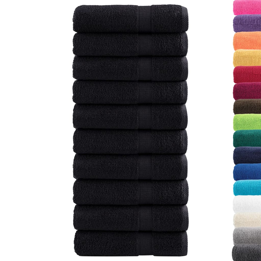 Toalhas de mãos premium solund 10 pcs 50x100 cm 600 gsm preto