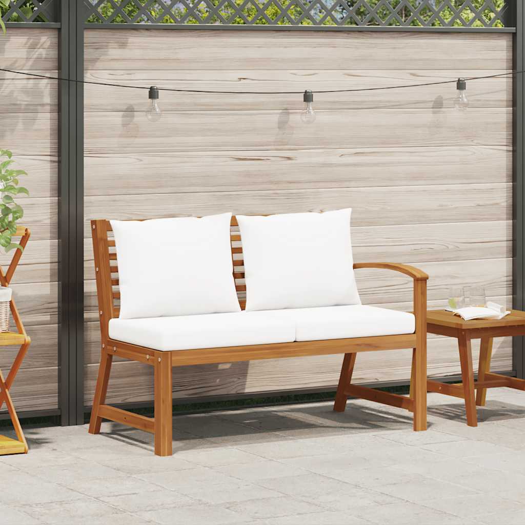 Banco de jardim 114,5 cm com almofadão cor creme acácia maciça