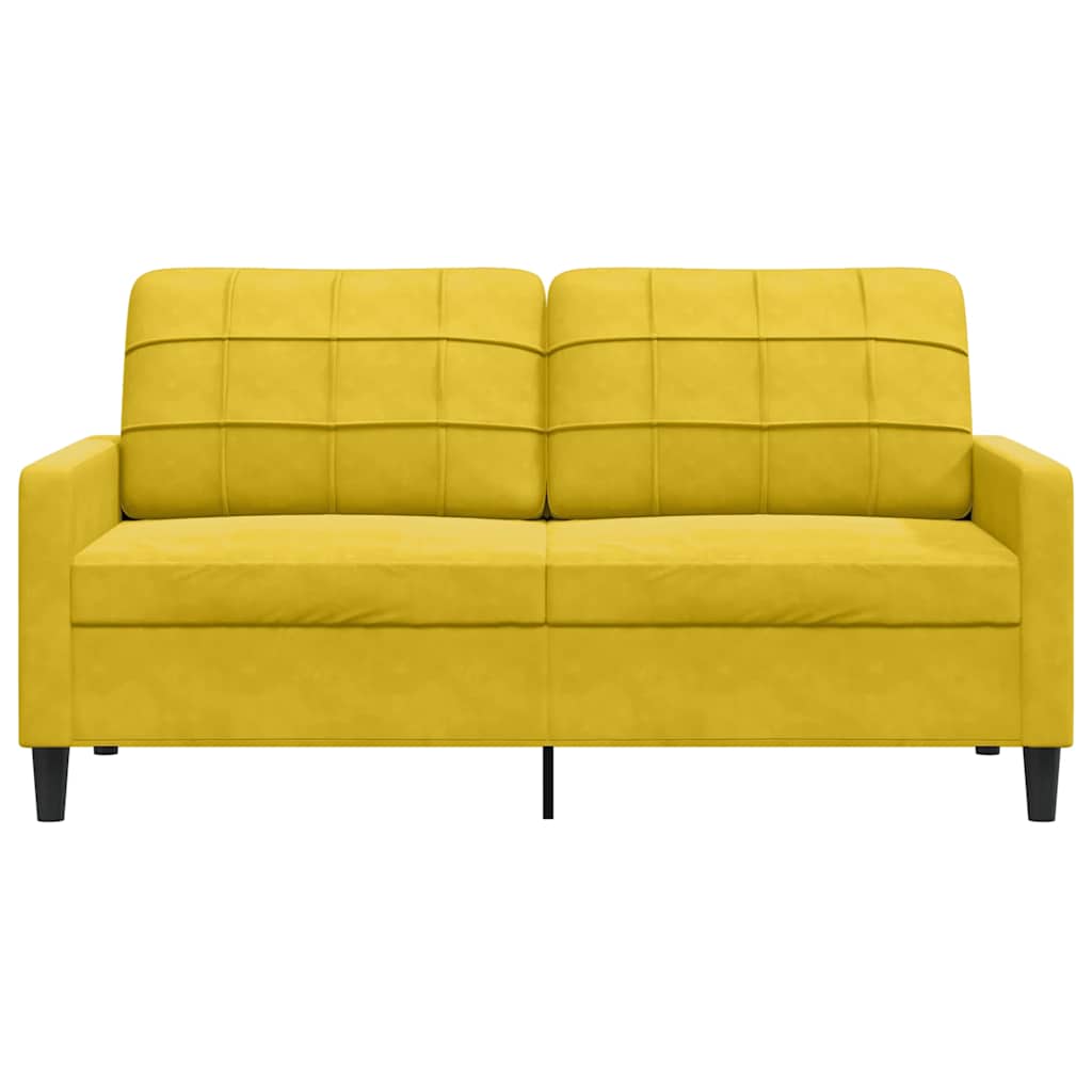 Sofá de 2 lugares veludo 140 cm amarelo