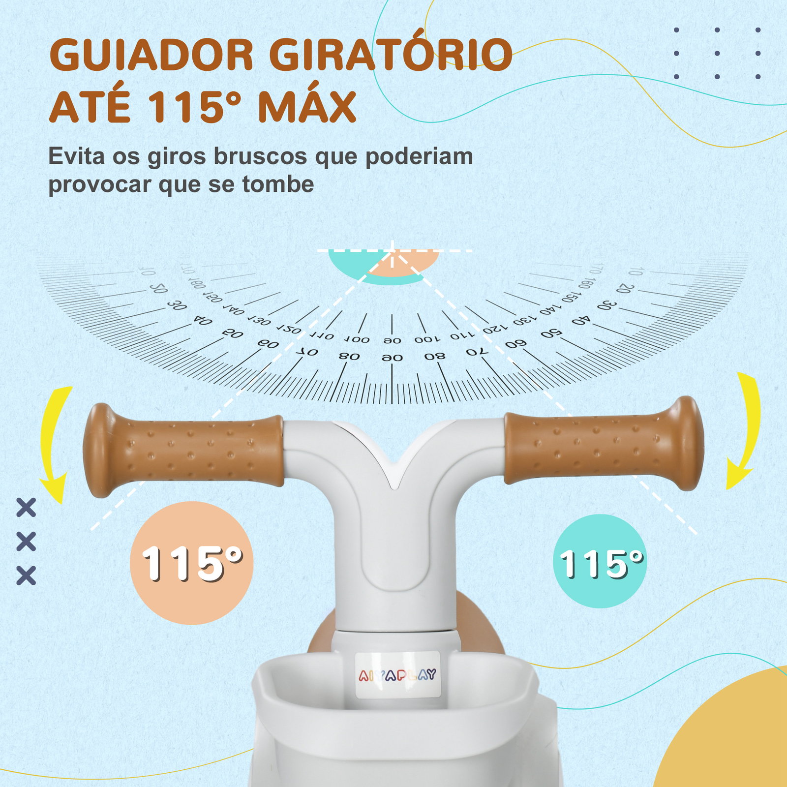 Bicicleta sem pedais para crianças de 12-36 meses bicicleta de equilíbrio com assento ajustável 56x27x39 cm marrom