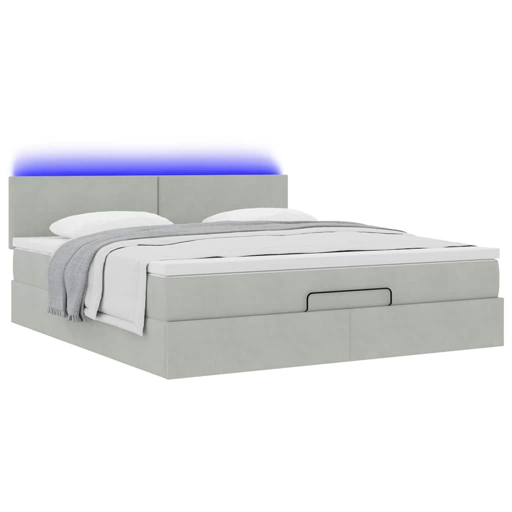 Estrutura de cama otomana com colchão 180x200 cm cinzento claro