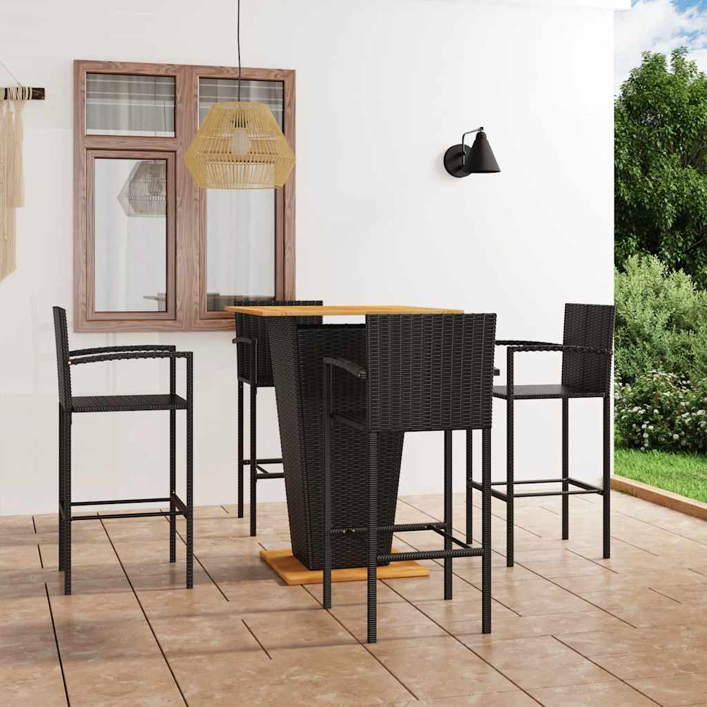 5 Pcs conjunto de bar para jardim preto