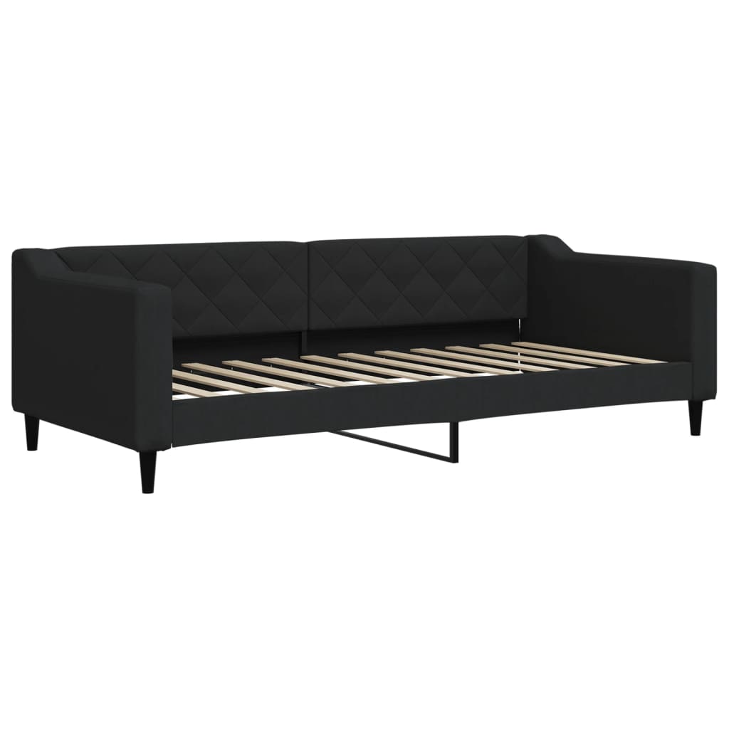 Sofá-cama com gavetão e colchões 90x200 cm tecido preto