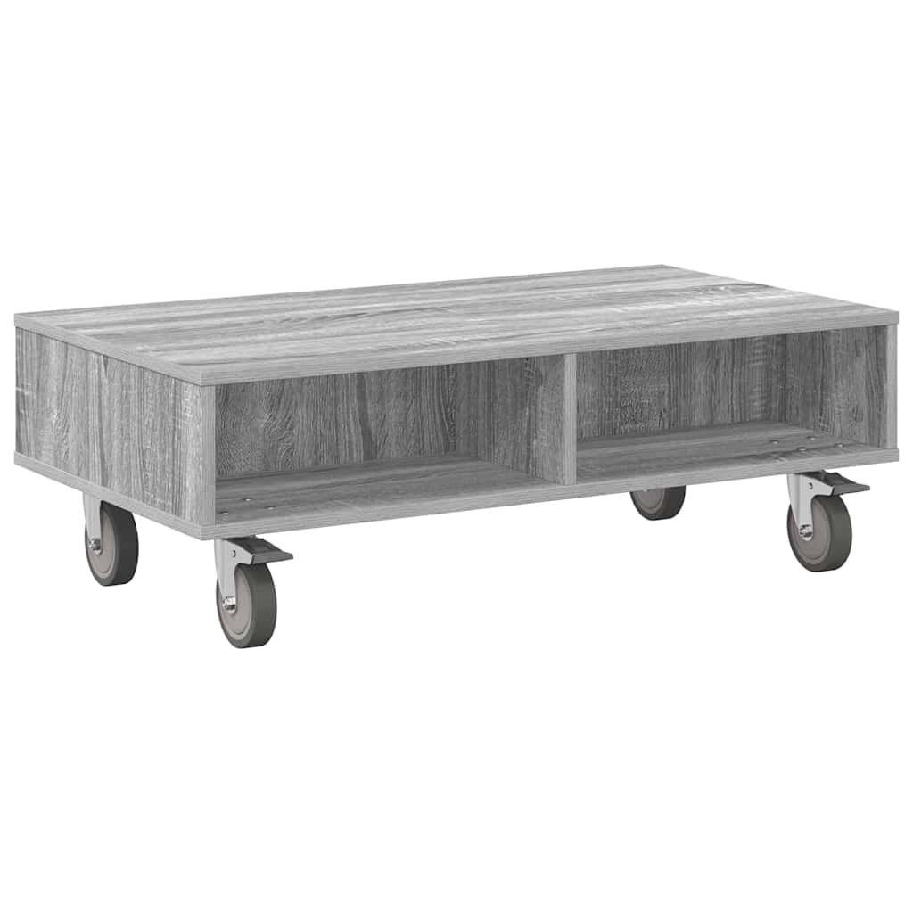 Mesa lateral com rodas cinza sonoma 90 x 50 x 30 cm