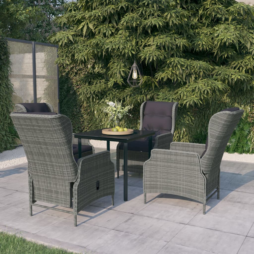 5 Pcs conjunto de jantar para jardim cinzento-claro